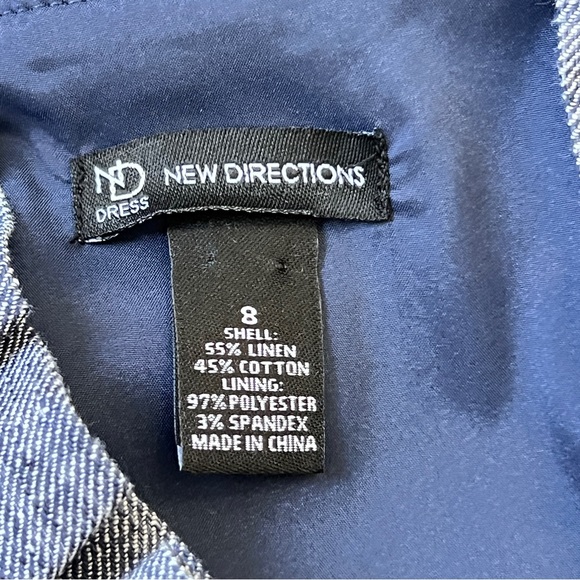New Directions Chambray Linen Knee Length Sleeveless Sheath Dress Women Size 8 - Picture 7 of 9